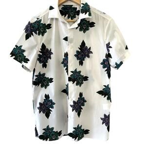 Men's Short Sleeve Button Down Shirt by Perry Ellis Floral Hawaiian Tropical